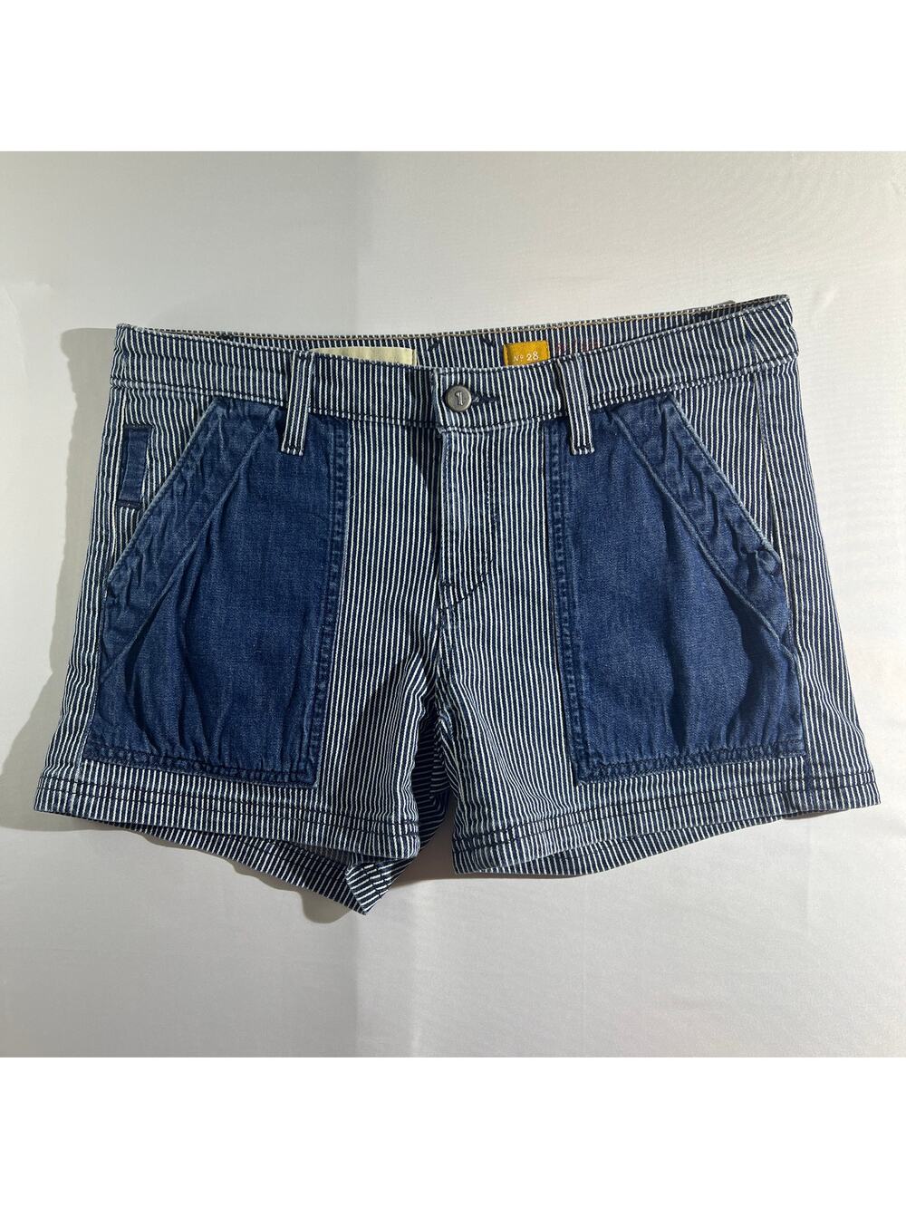 Pilcro and the Letterpress Anthropologie Railroad Stripe Denim Shorts Women’s 28